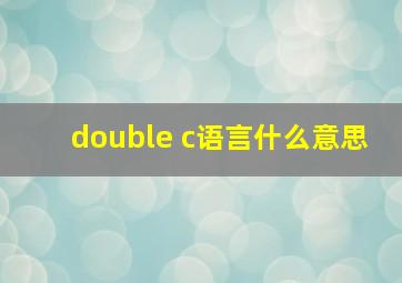 double c语言什么意思